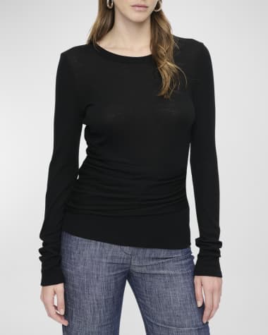 CALLAS Milano Bisette Draped Scoop-Neck Top