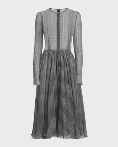 Dolce&Gabbana Prince Of Wales Printed Silk Chiffon Midi Dress