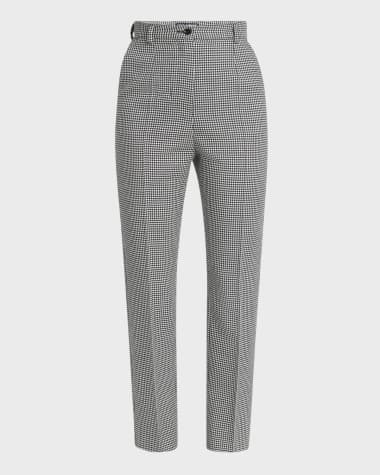 Dolce&Gabbana Pied De Poul Wool Straight-Leg Pants