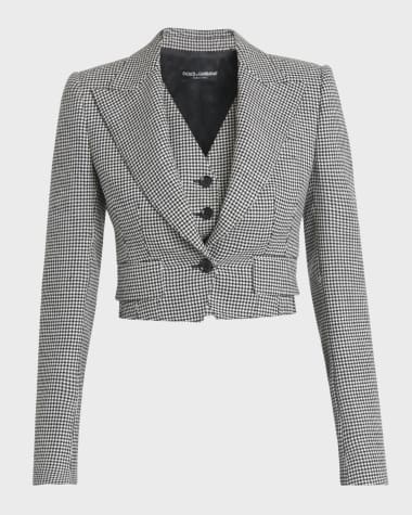 Dolce&Gabbana Wool Pied De Poule Cropped Jacket