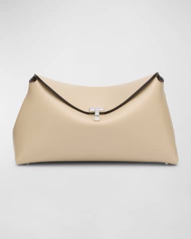 Toteme T-Lock Leather Clutch Bag