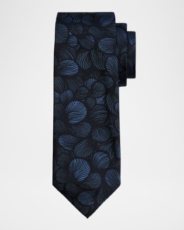 Isaia Men's Woven Petals Silk Tie