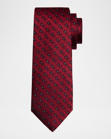 Isaia Men's Woven Leaves Silk Tie