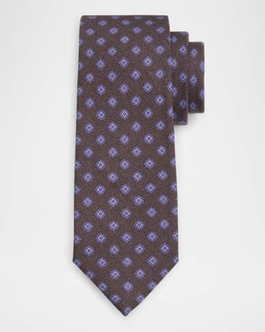 Isaia Men's Wool and Silk Printed Square Tie