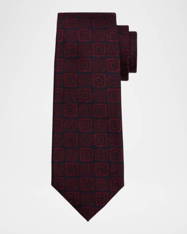 Isaia Men's Tonal Medallion Silk Tie