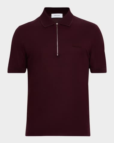 Ferragamo Men's Zip-Front Piquet Polo