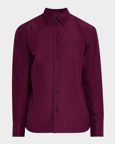 Ferragamo Men's Grid Check Pocket Logo Sport Shirt
