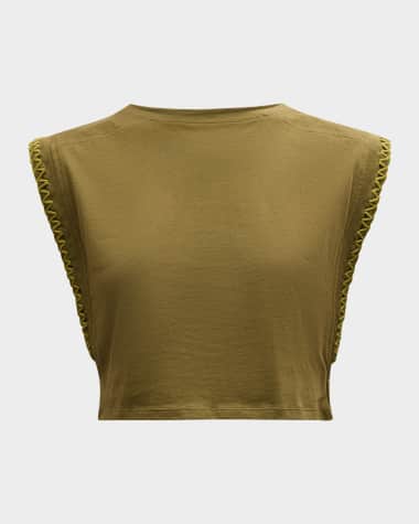 pinkfilosofy Haarlem Contrast Stitched Cropped T-Shirt