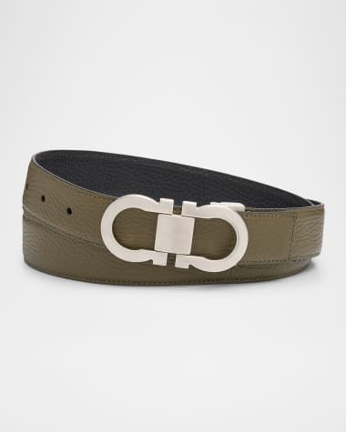 Ferragamo Men's Gancini Reversible Leather Belt