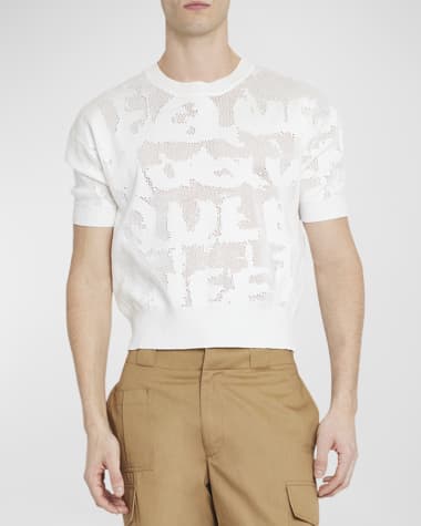 Alexander McQueen Men's Mesh Graffiti Logo T-Shirt