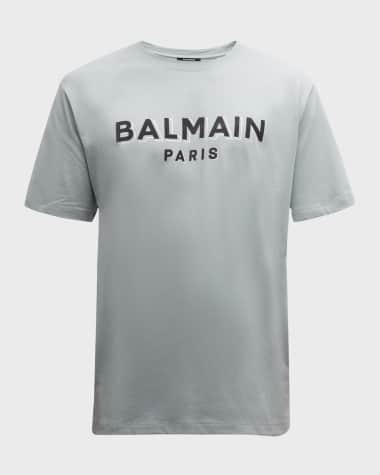 Balmain Men's Flock and Foil Logo T-Shirt