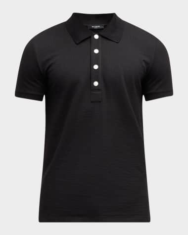 Balmain Men's Monogram Pique Polo Shirt