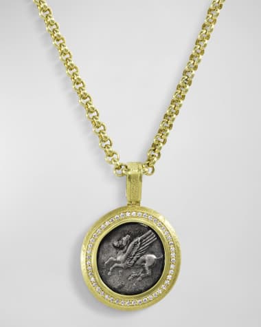 Jorge Adeler Men's 18K Gold Pegasus Coin and Diamond Pendant