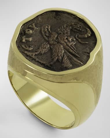 Jorge Adeler Men's 18K Yellow Gold Roman Eagle Coin Ring, Size 9