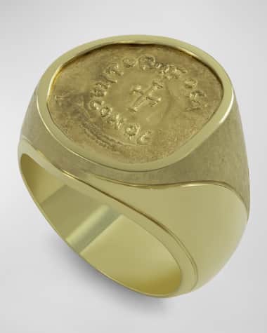 Jorge Adeler Men's 18K Yellow Gold Phocas Cross Coin Ring, Size 9
