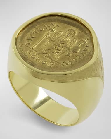 Jorge Adeler Men's 18K Gold Justinian Angel Coin Ring, Size 10