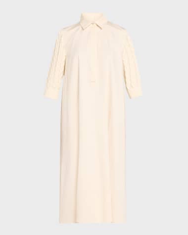 Max Mara Armonia Midi Dress with Cable-Knit Sleeves
