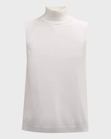 Lafayette 148 New York Sleeveless Matte Crepe Turtleneck Pullover