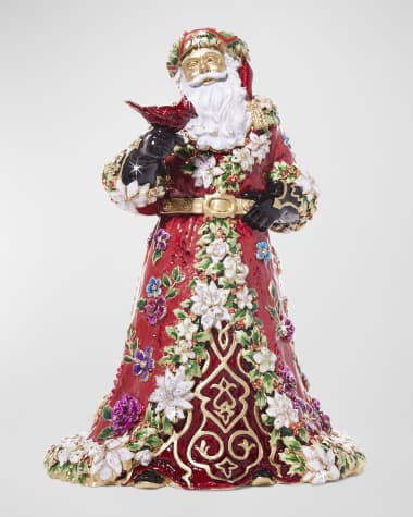 Jay Strongwater Floral Santa 14K Gold-Plated and Crystal Figure