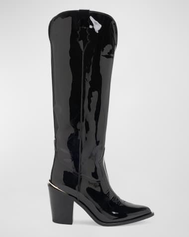 Partlow Coco Patent Western Knee Boots