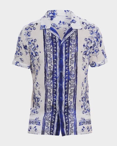 Robert Graham Men's Corfu Linen-Cotton Camp Shirt