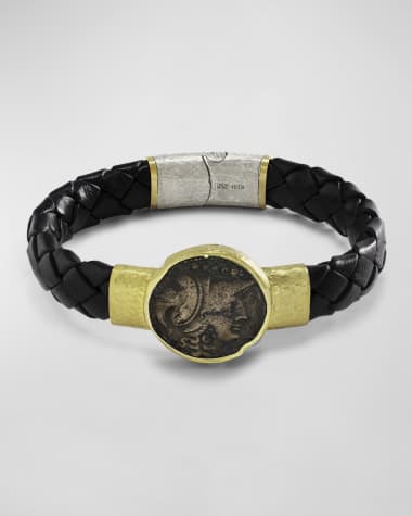 Jorge Adeler Men's Athena Coin Braided Leather Bracelet