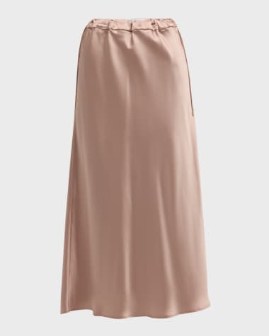 Max Mara Editore Drawstring Satin Midi Skirt