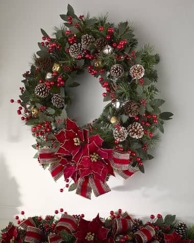 Neiman Marcus 28" Classic Christmas Pre-Lit Wreath