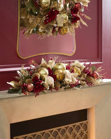 Neiman Marcus 46" Gold Christmas Mantel Garland