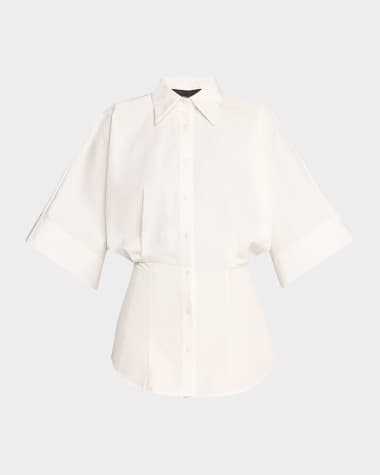 Brandon Maxwell The Elsa Button-Front Top with Split Back