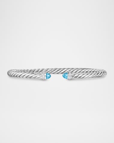 David Yurman Modern Cable Flex Bracelet with Gemstones and Diamonds in Silver, 4mm