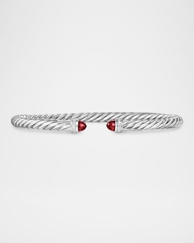 David Yurman Modern Cable Flex Bracelet with Gemstones and Diamonds in Silver, 4mm