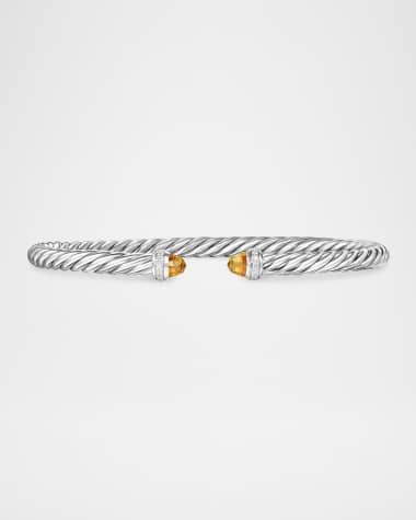 David Yurman Modern Cable Flex Bracelet with Gemstones and Diamonds in Silver, 4mm