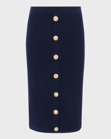 L'Agence Melania Pointelle Knit Midi Skirt