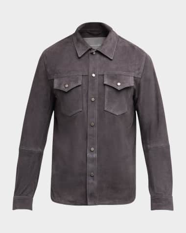 Neiman Marcus Men's Goat Suede Trucker Shirt Jacket