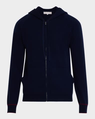 Neiman Marcus Men's Recycled Cashmere Full-Zip Hoodie