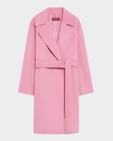 Max Mara Studio Tigre Wrap-Front Pick Stitch Wool Coat