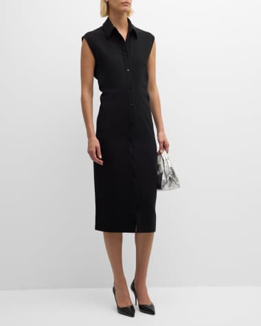 Max Mara Studio Sughero Sleeveless Cady Midi Shirtdress