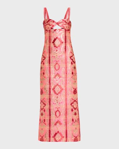 Johanna Ortiz Powerful Stitches Metallic Jacquard Strapless Dress