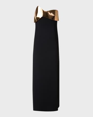 Akris Wool Cocktail Dress with Wave Leather Bust
