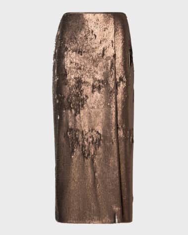 Akris Bi-Color Sequin Pencil Skirt