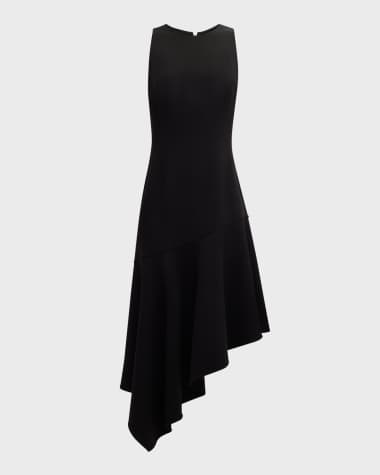 Michael Kors Collection Barathea Asymmetric Wool Midi Dress