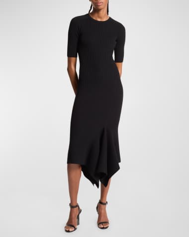 Michael Kors Collection Draped Asymmetric Wool Midi Dress