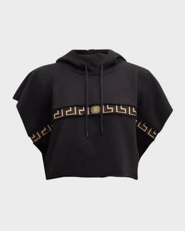 Versace Greca Cropped Short-Sleeve Hoodie
