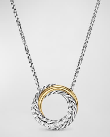 David Yurman Crossover Pendant Necklace in Silver, 14.5mm, 16-17"L