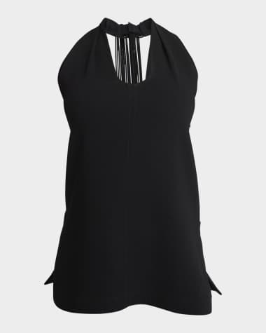 Proenza Schouler Miller Fringe-Tie Sleeveless Crepe Halter Top