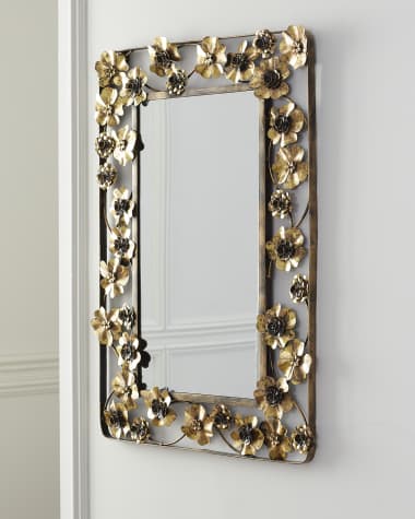 Neiman Marcus Rectangle Floral Mirror