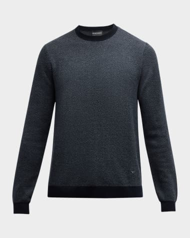 Emporio Armani Men's Micro-Chevron Crewneck Sweater