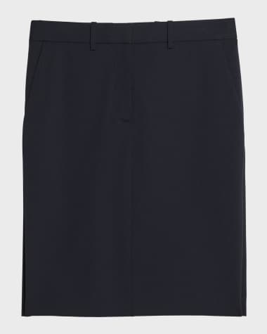 Helmut Lang Wool Zip Pencil Skirt