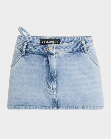 LaMarque Fantina Strappy-Waist Denim Skort